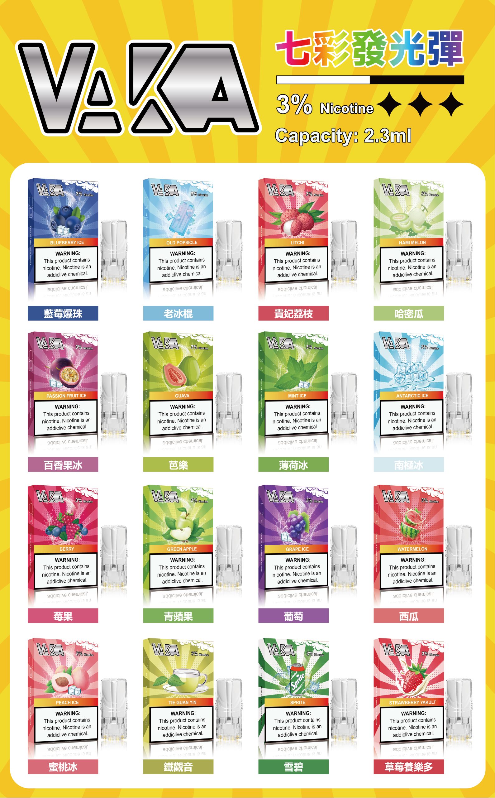 VAKA 一代七彩發光煙彈｜兼容 SP2S・RELX 悅刻一代主機｜台灣批發・711到付